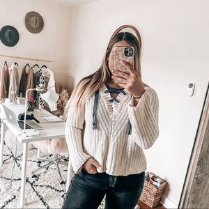 Aerie lace up sweater Size M